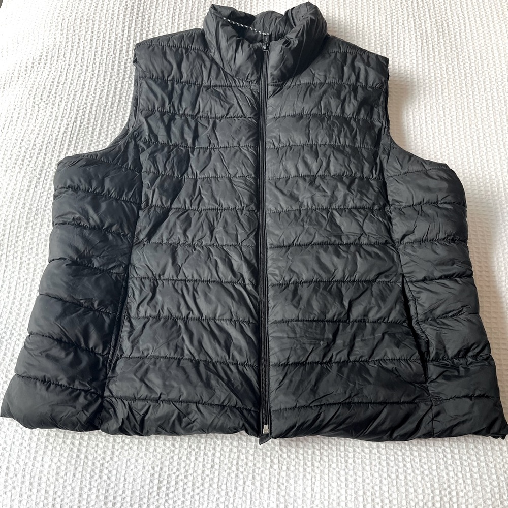 Black medium weight puffer vest with zipper